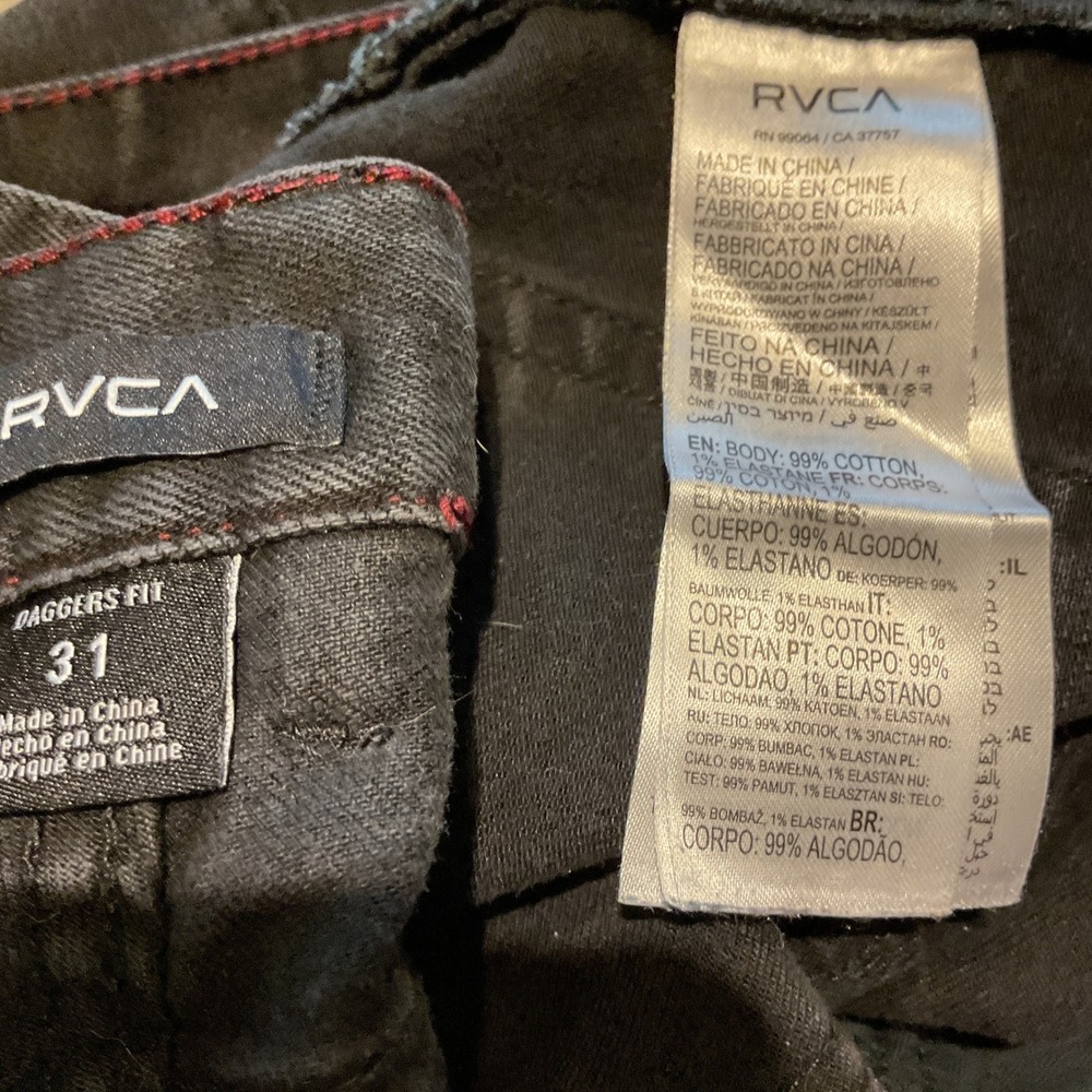 RVCA Daggers Fit Jeans Women 31 Black Excellent Slim Stretch Denim - Picture 4 of 6